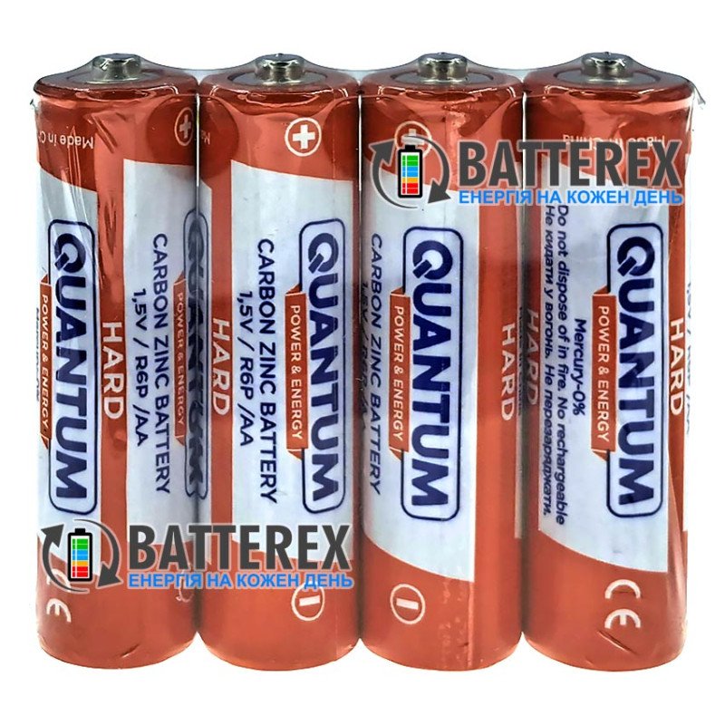 Батарейки солевые AA Quantum Hard Carbon Zinc R6 1.5V - упаковка 4 шт. в плёнке