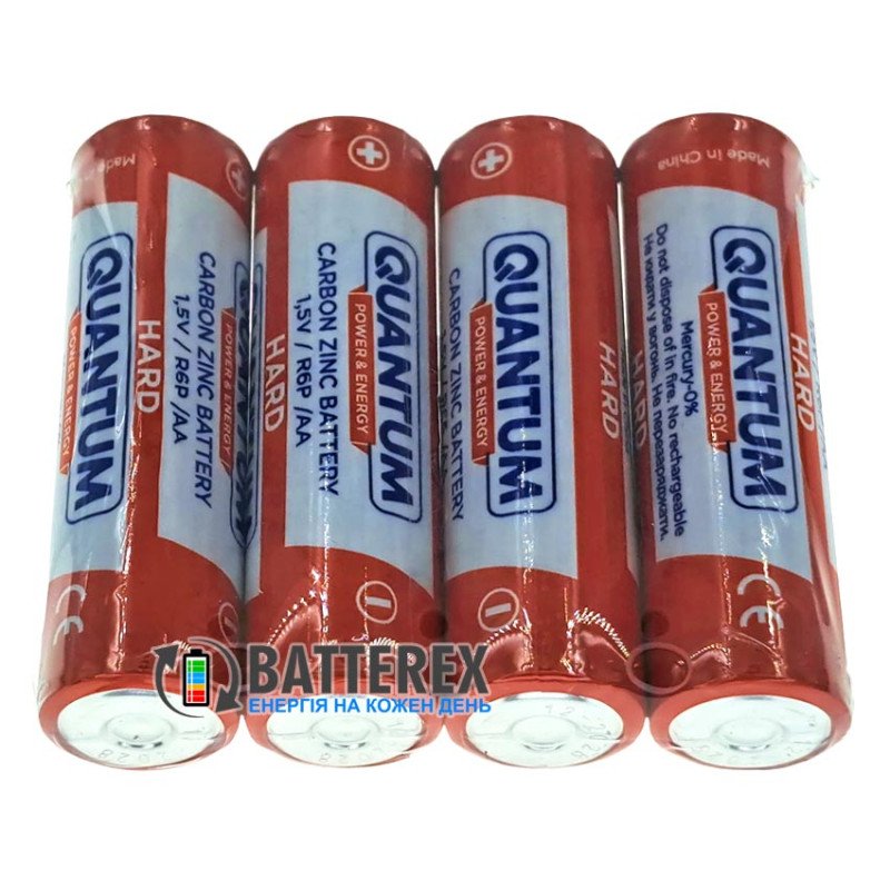 Батарейки солевые AA Quantum Hard Carbon Zinc R6 1.5V - упаковка 4 шт. в плёнке
