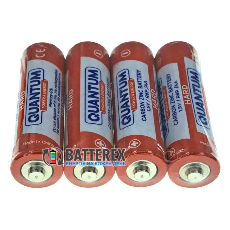 Батарейки солевые AA Quantum Hard Carbon Zinc R6 1.5V - упаковка 4 шт. в плёнке