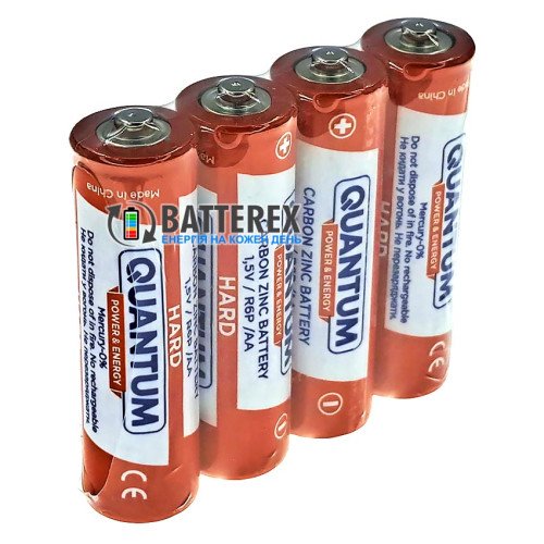 Батарейки солевые AA Quantum Hard Carbon Zinc R6 1.5V, упаковка 4 шт. в плёнке