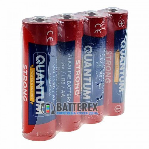 Батарейки щелочные AA Quantum Strong Alkaline LR6 1.5V, упаковка 4 шт. в плёнке