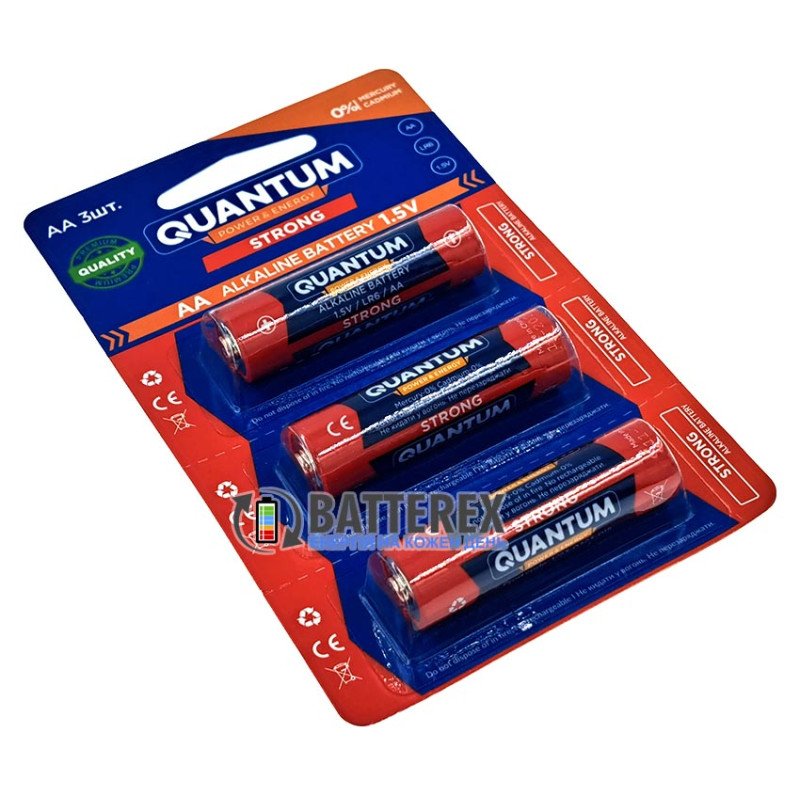 Батарейки пальчиковые щелочные AA Quantum Strong Alkaline LR06 1.5V - упаковка 3 шт. в блистере