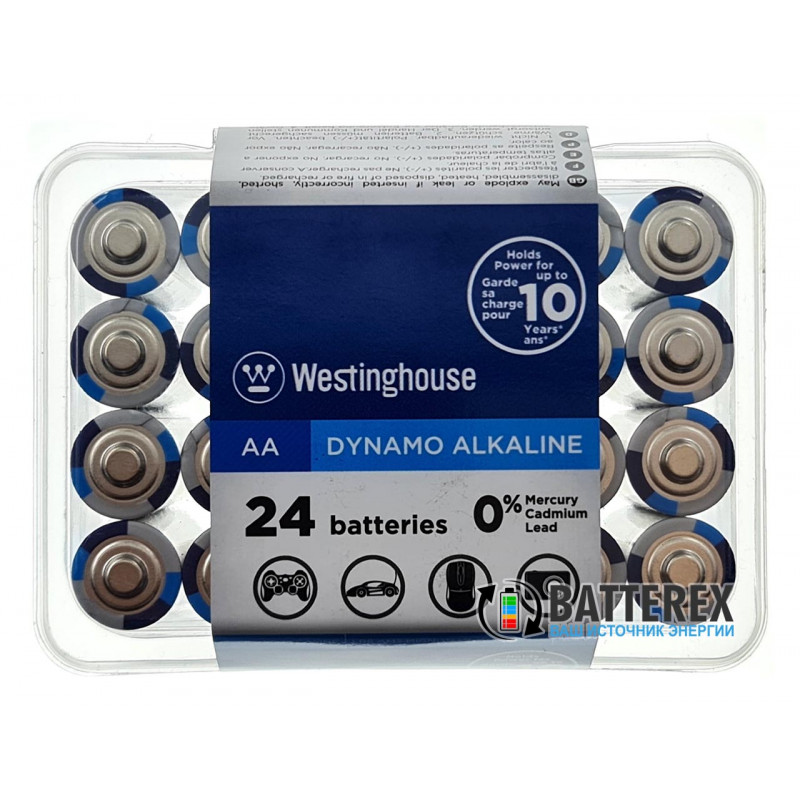 Батарейки АА Westinghouse Dynamo Alkaline LR6 1.5V - выгодная упаковка на 24 шт