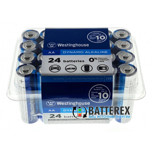 Батарейки щелочные АА Westinghouse Dynamo Alkaline LR6 1.5V - экономичная упаковка 24 шт.