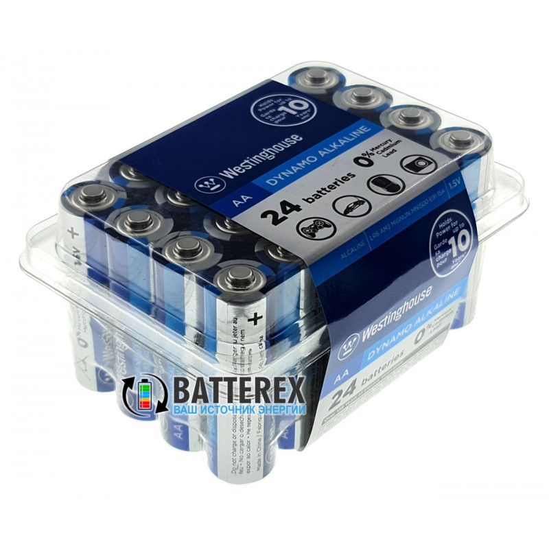 Батарейки АА Westinghouse Dynamo Alkaline LR6 1.5V - выгодная упаковка на 24 шт