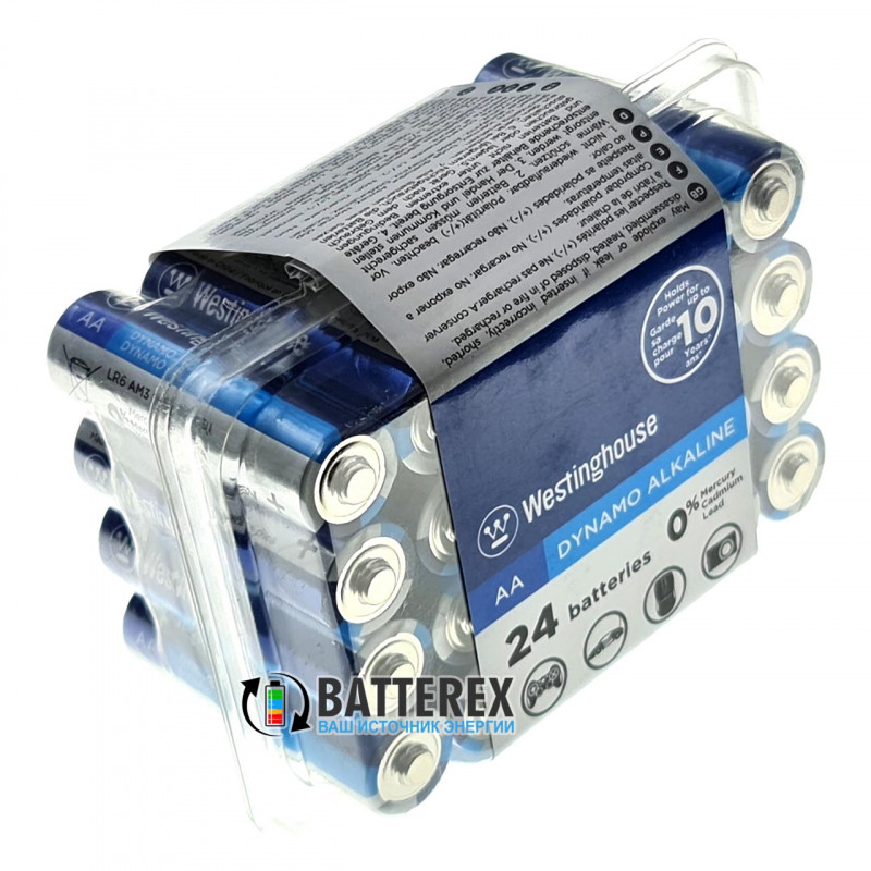 Батарейки АА Westinghouse Dynamo Alkaline LR6 1.5V - выгодная упаковка на 24 шт
