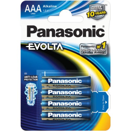 Батарейки лужні AAA Panasonic Evolta Alkaline LR03 1.5V, упаковка 4 шт. в блістері