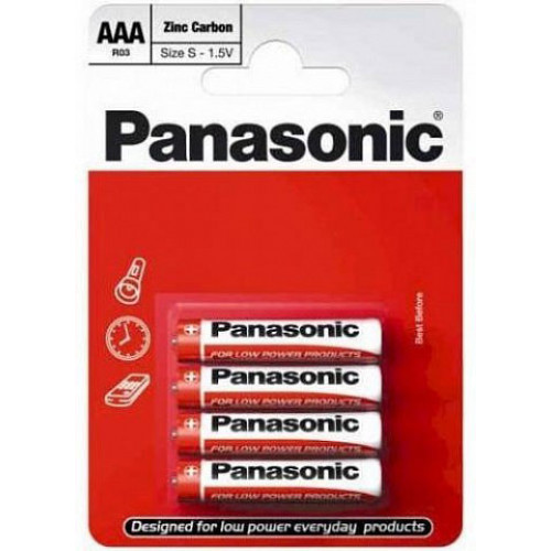 Батарейки солевые ААА Panasonic Zinc Carbon R03 1.5V - 4 шт. в блистере