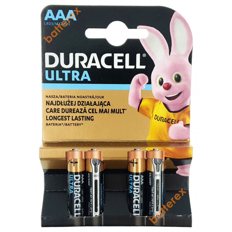 Батарейки АAА LR03 1.5V Duracell Alkaline Ultra Powercheck - 4 шт. в блистере
