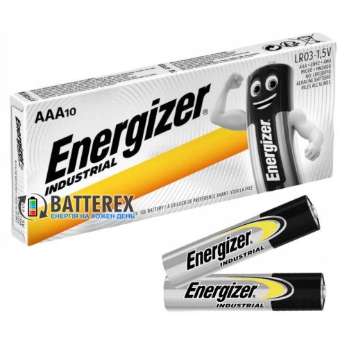 Батарейки щелочные AAA Energizer Industrial Alkaline AAA10 LR03 1.5V, упаковка 10 шт., оригинал