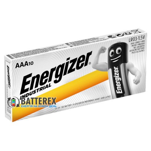 Батарейки щелочные AAA Energizer Industrial Alkaline AAA10 LR03 1.5V, упаковка 10 шт., оригинал