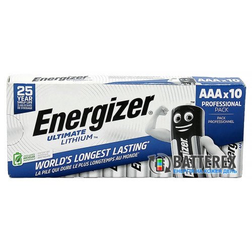 Батарейки літієві ААA Energizer Ultimate Lithium L92 AAA10 1.5V 1250mah, упаковка 10 шт.
