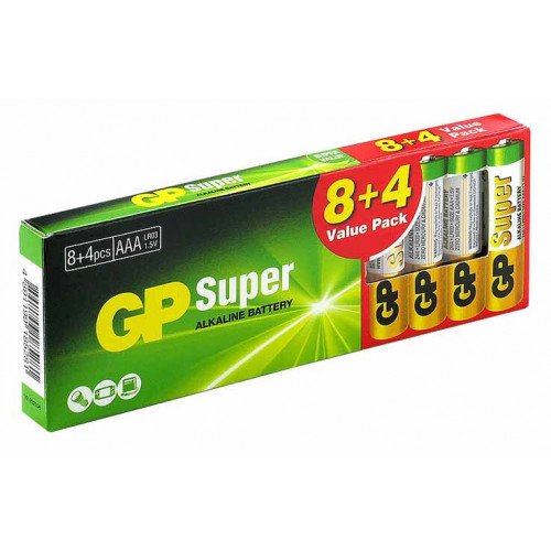 Батарейки щелочные AAA GP Super Alkaline LR03 1.5V - упаковка 12 шт.