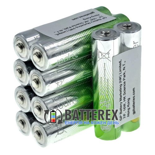 Батарейки щелочные AAA GP Super Alkaline G-TECH LR03 1.5V, упаковка 10 шт.