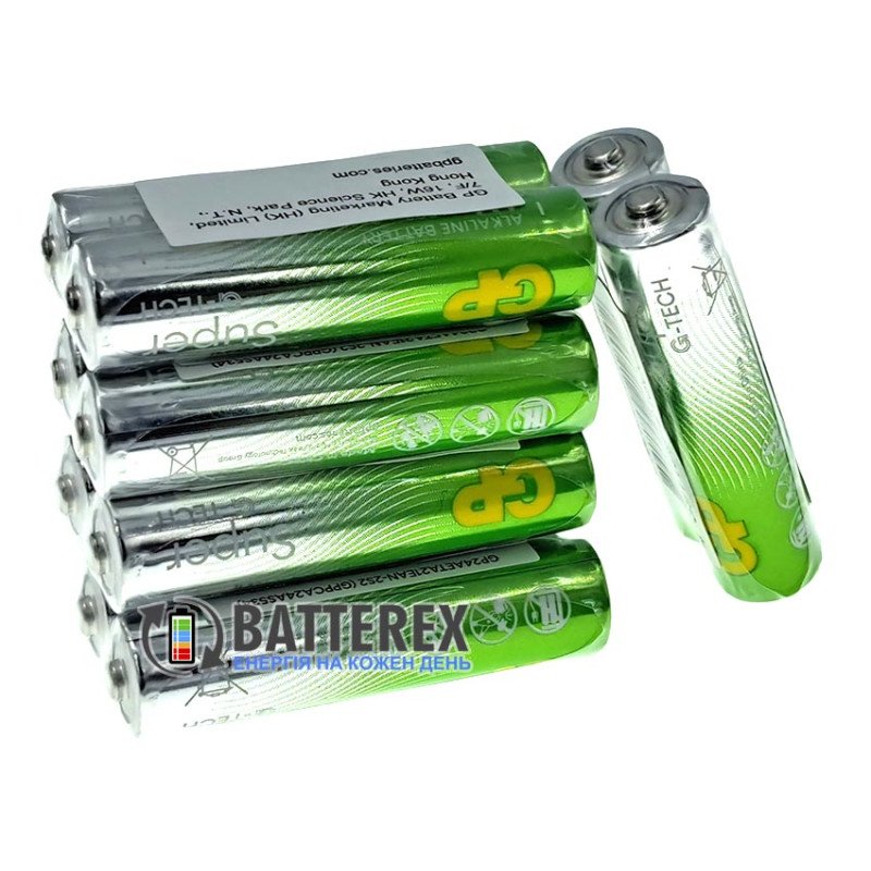 Батарейки щелочные AAA GP Super Alkaline G-TECH LR03 1.5V упаковка 10 шт