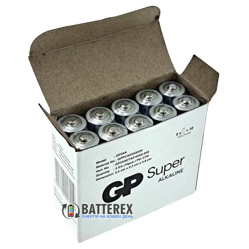 Батарейки щелочные AAA GP Super Alkaline G-TECH LR03 1.5V упаковка 10 шт
