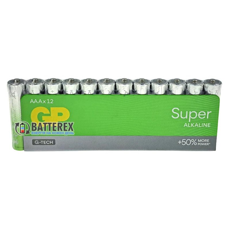 Батарейки щелочные AAA GP Super Alkaline G-TECH LR03 1.5V упаковка 12 шт