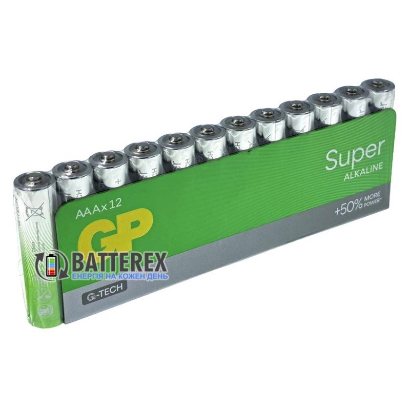 Батарейки щелочные AAA GP Super Alkaline G-TECH LR03 1.5V упаковка 12 шт