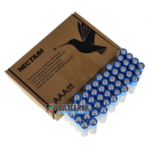 Батарейки щелочные AAA Nectium Golden Alkaline LR03 1.5V с позолоченным контактом минус, упаковка 48 шт.