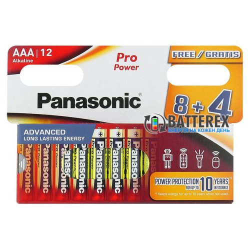 Батарейки лужні AAA Panasonic Alkaline Pro Power LR03 1.5V, упаковка 12 шт.