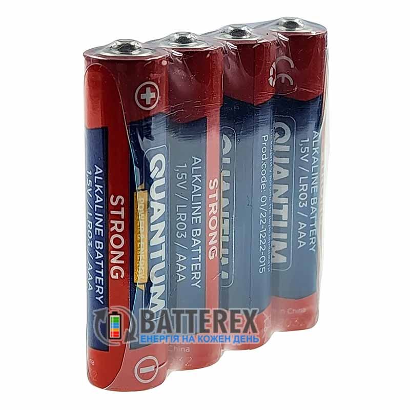 Батарейки щелочные AAA Quantum Strong Alkaline LR03 1.5V - упаковка 4 шт. в плёнке