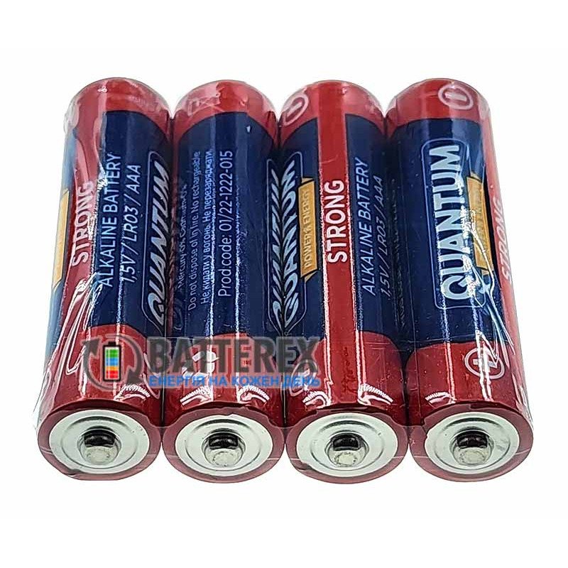Батарейки щелочные AAA Quantum Strong Alkaline LR03 1.5V - упаковка 4 шт. в плёнке