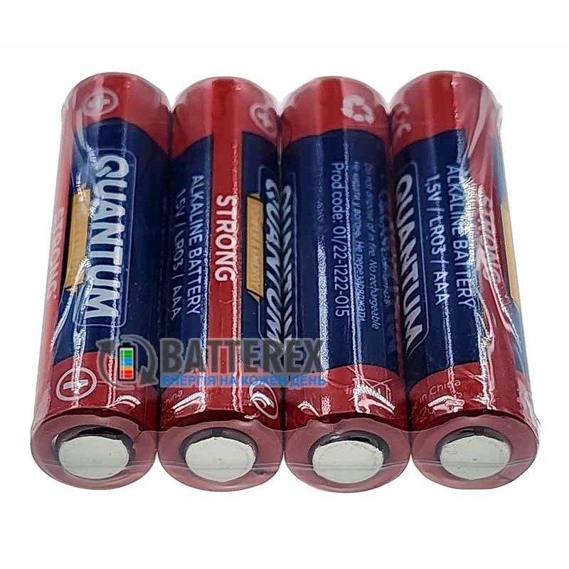 Батарейки щелочные AAA Quantum Strong Alkaline LR03 1.5V - упаковка 4 шт. в плёнке