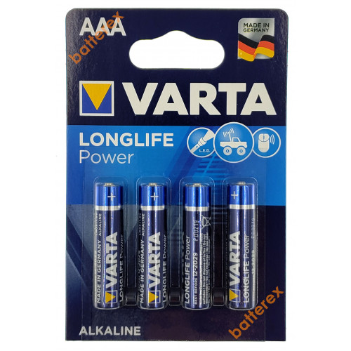 Батарейки щелочные AAA Varta Alkaline Longlife Power LR03 1.5V, блистер 4 шт., оригинал Германия