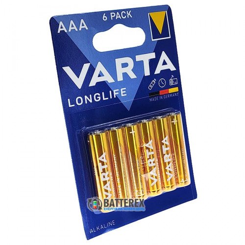 Батарейки щелочные AAA Varta Longlife Alkaline LR603 1.5V, блистер 6 шт., оригинал Германия