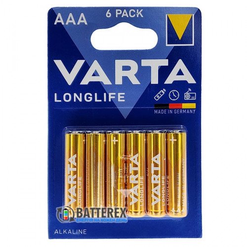 Батарейки щелочные AAA Varta Longlife Alkaline LR603 1.5V, блистер 6 шт., оригинал Германия