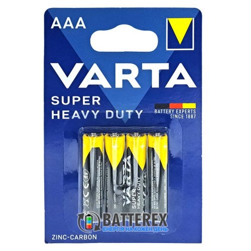 Батарейки солевые AAA Varta Super Heavy Duty Zinc-Carbon R03 1.5V, упаковка 4 шт., оригинал Германия