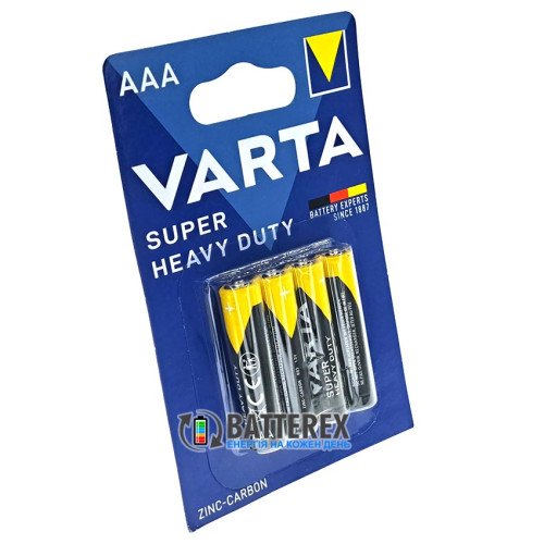 Батарейки солевые AAA Varta Super Heavy Duty Zinc-Carbon R03 1.5V, упаковка 4 шт., оригинал Германия