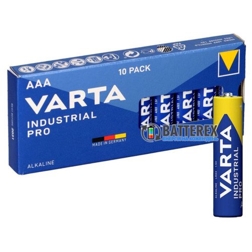 Батарейки щелочные AAA Varta Industrial Pro Alkaline 4003 LR03 1.5V, упаковка 10 шт., оригинал Германия