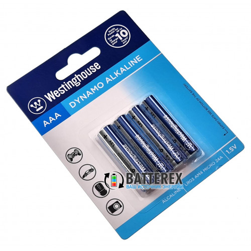 Батарейки щелочные ААА Westinghouse Dynamo Alkaline LR03 1.5V - 4 шт. в блистере