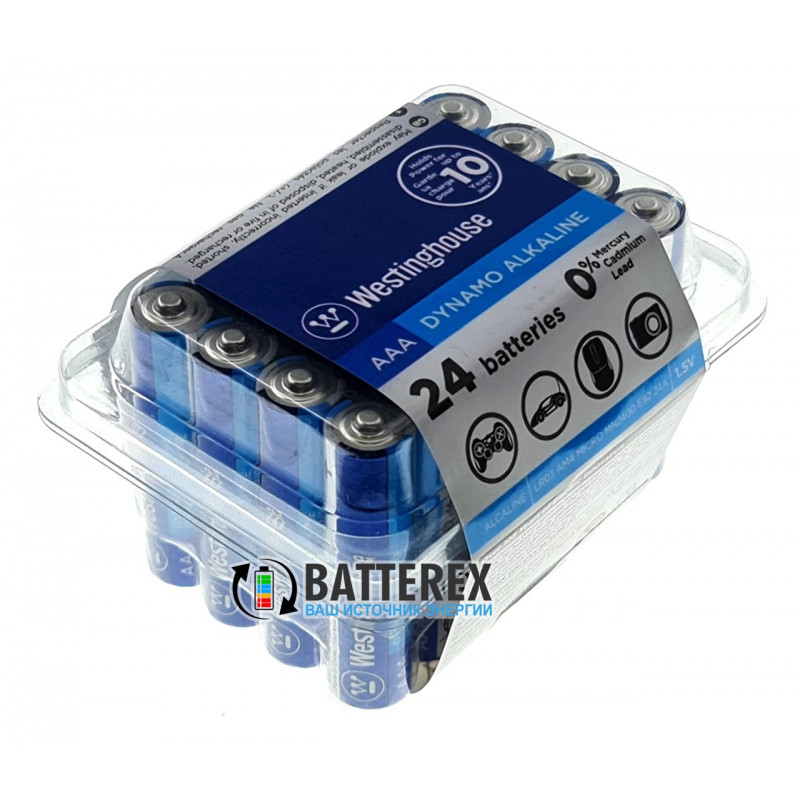 Батарейки AAA Westinghouse Dynamo Alkaline LR03 1.5V - выгодная упаковка на 24 шт