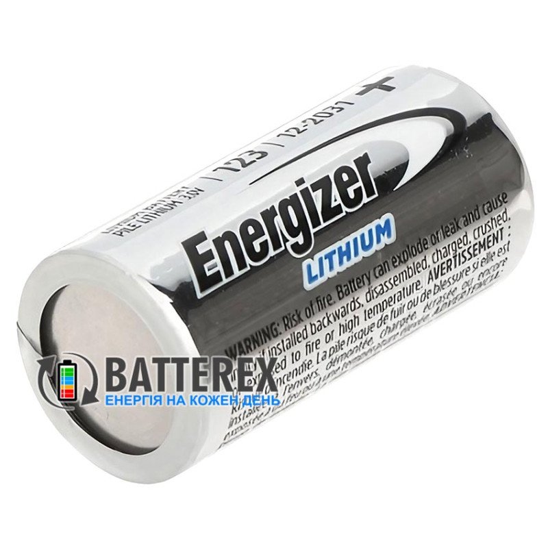 Батарейки CR123A Energizer Lithium 3V, упаковка 2 шт в блистере