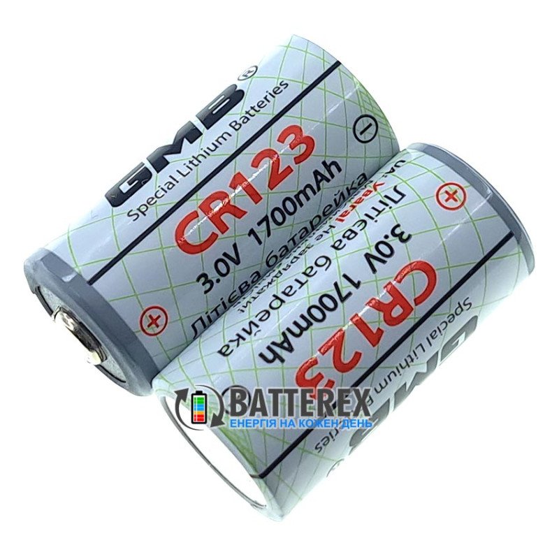 Батарейка літієва CR123A GMB Lithium 3V 1700mah поштучно без пакування