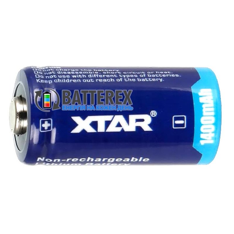 Батарейка літієва CR123A XTAR Lithium 3V 1400mah поштучно без пакування