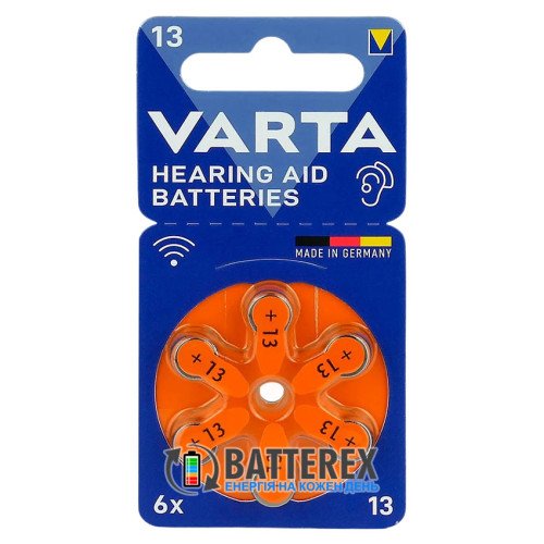 Батарейки Varta 13 PR48 для слухового аппарата, упаковка 6 шт. (цена за упаковку)