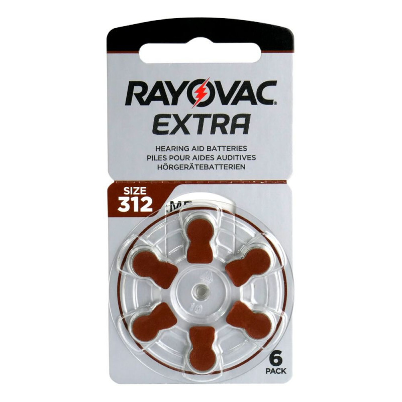 Батарейки Rayovac Extra 312 PR41 для слухового апарату - 6 шт. в упаковці