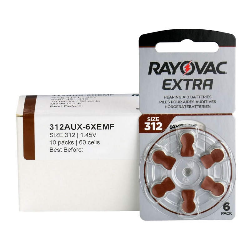 Батарейки Rayovac Extra 312 PR41 для слухового апарату - 6 шт. в упаковці