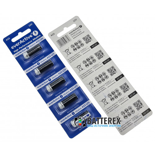 Батарейка А23 Everactive Alkaline 12V (LRV08, LR23A, А21, 1811A), поштучно от 1 шт.