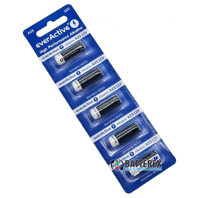 Батарейка А23 Everactive Alkaline 12V (12 вольт) - типоразмеры LRV08, LR23A, А21, 1811A, цена за 1 батарейку