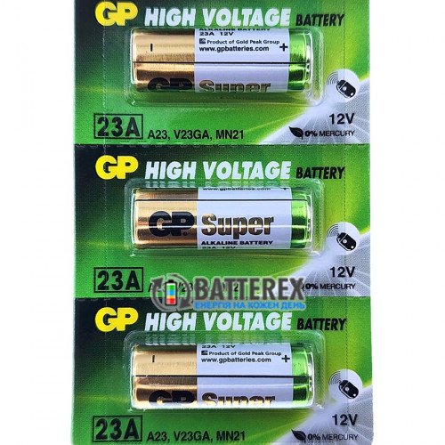 Батарейка А23 (23A, LRV08, MN21) GP Super Alkaline 12V, поштучно от 1 шт.