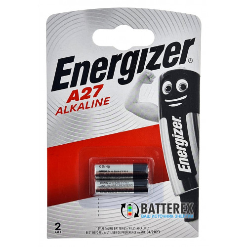 Батарейка А27 Energizer Alkaline 12V (27A, CA27, L828, MN27), упаковка 2 шт. в блистере