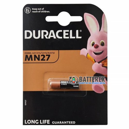 Батарейка MN27 А27 27A Duracell Alkaline 12V, упаковка 1 шт.