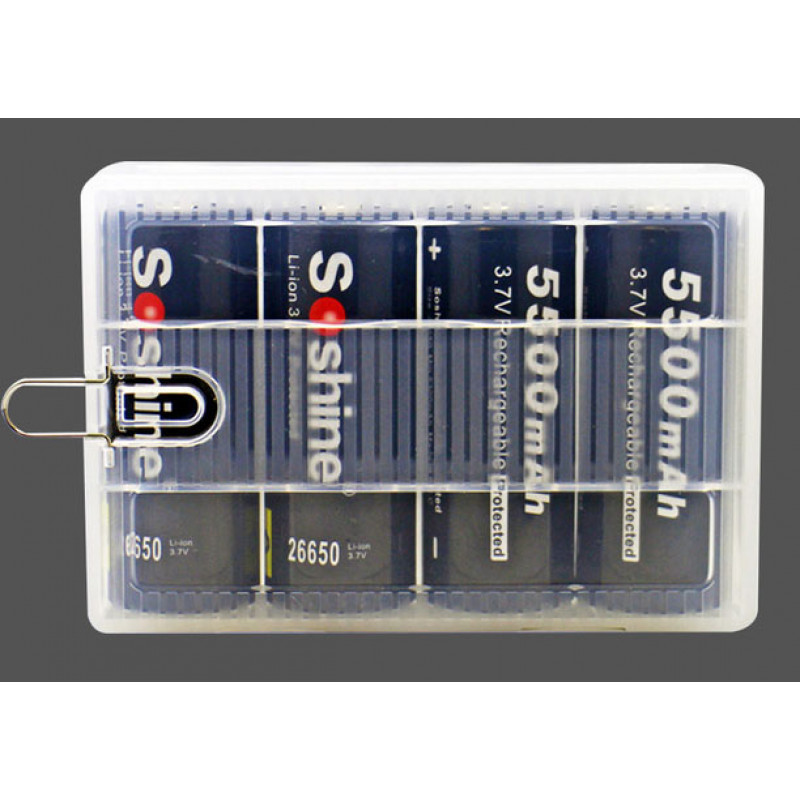 Пластиковый бокс на 4 аккумулятора 26650 Soshine SBC-021