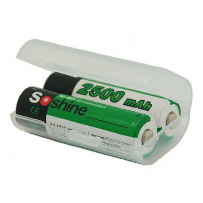 Пластиковый бокс на 2 АА аккумулятора Soshine SBC-008