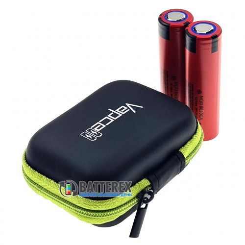 Vapcell VPC-02 black/green - чехол на змейке для аккумуляторов или аксессуаров (чёрный/зелёный)