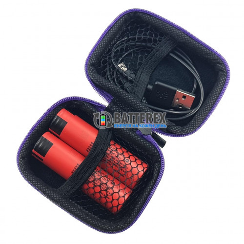 Vapcell VPC-02 black/purple - чехол на змейке для аккумуляторов или аксессуаров (чёрный/фиолетовый)